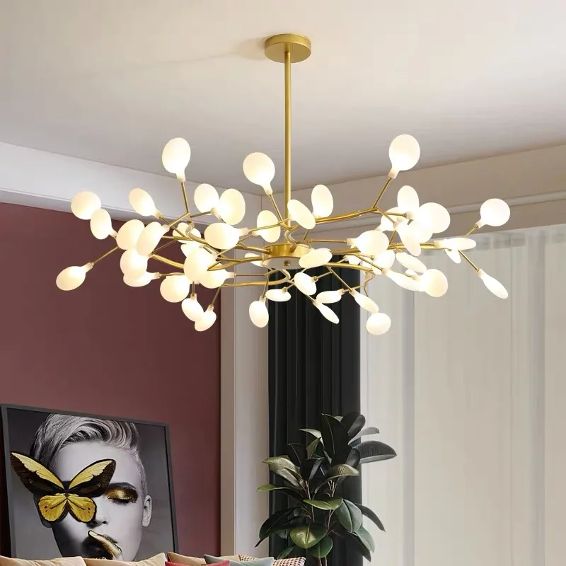 

Nordic living room bedroom LED firefly ceiling chandelier modern minimalist romantic flower indoor lighting chandelier 90-260V