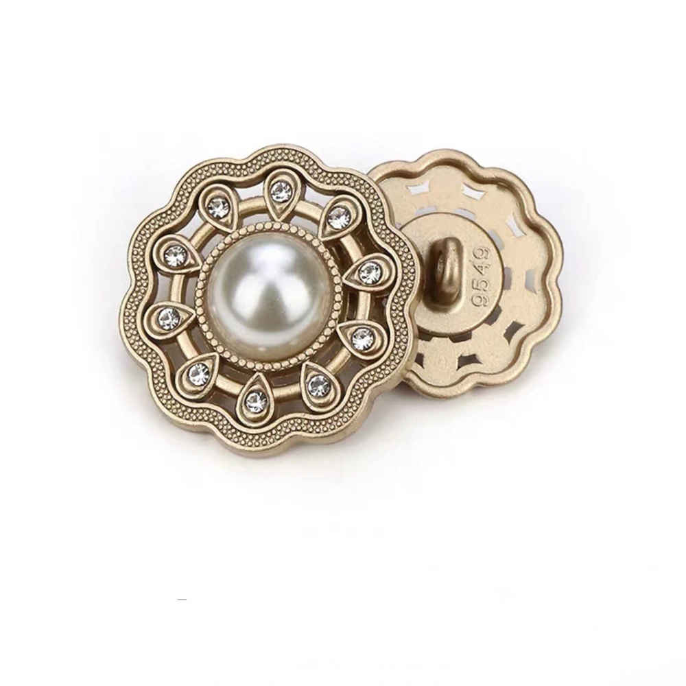 Super Luxury Golden Rhinestone Buttons for Sewing and Needlework Large Pearl Buttons for Clothing Women DIY Blouse Buttons 18mm