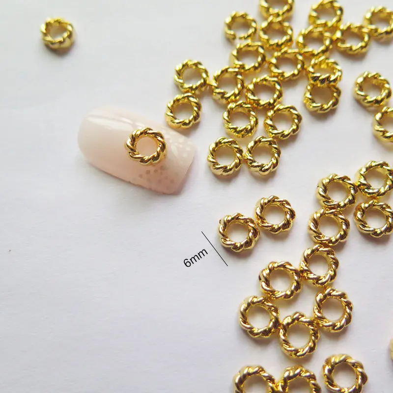 100pcs/lot Hollow Round Circle Gold Alloy Metal Rivets Nail Art Decorations Supplies DIY Nails Accesorios Jewelry Designs Charms