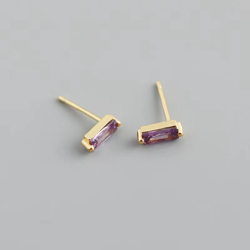 FOXANRY Prevent Allergy Silver Color Stud Earrings for Women Trendy Elegant Charm Sparkling Colorful Zircon Party Jewelry