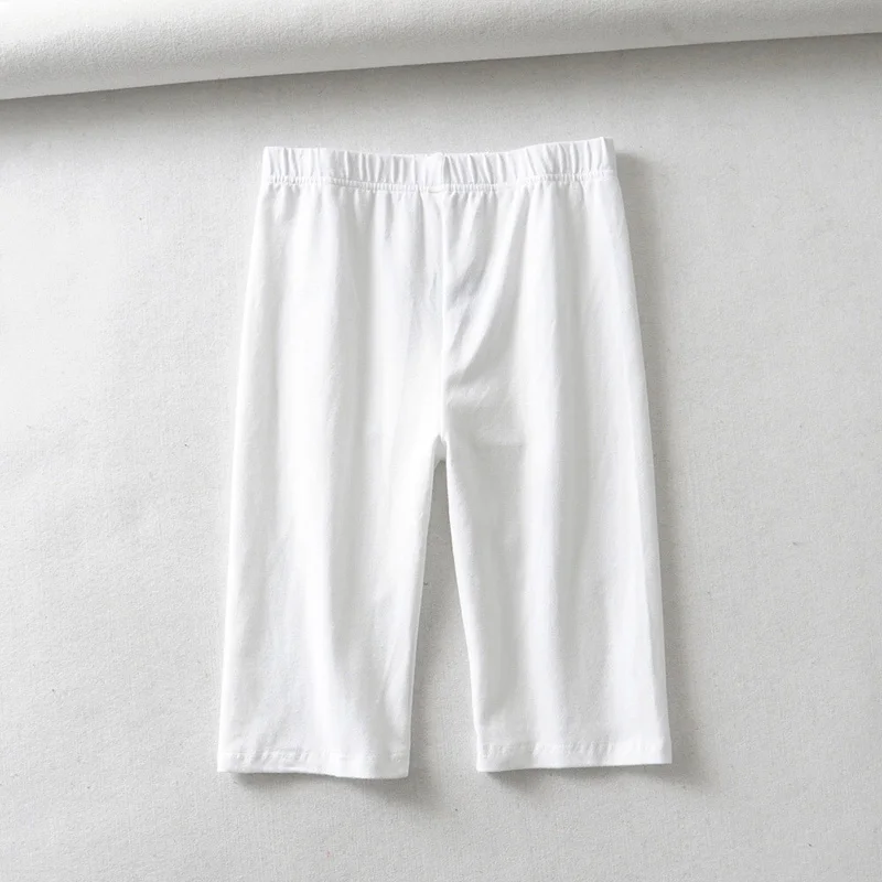 sexy women cotton high waist elastic pure color slim Knee-Length biker shorts female