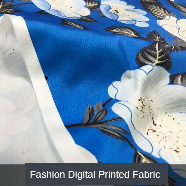 190gsm white flower fashion fabric new ladies skirt calico wholesale advanced digital printing fabric