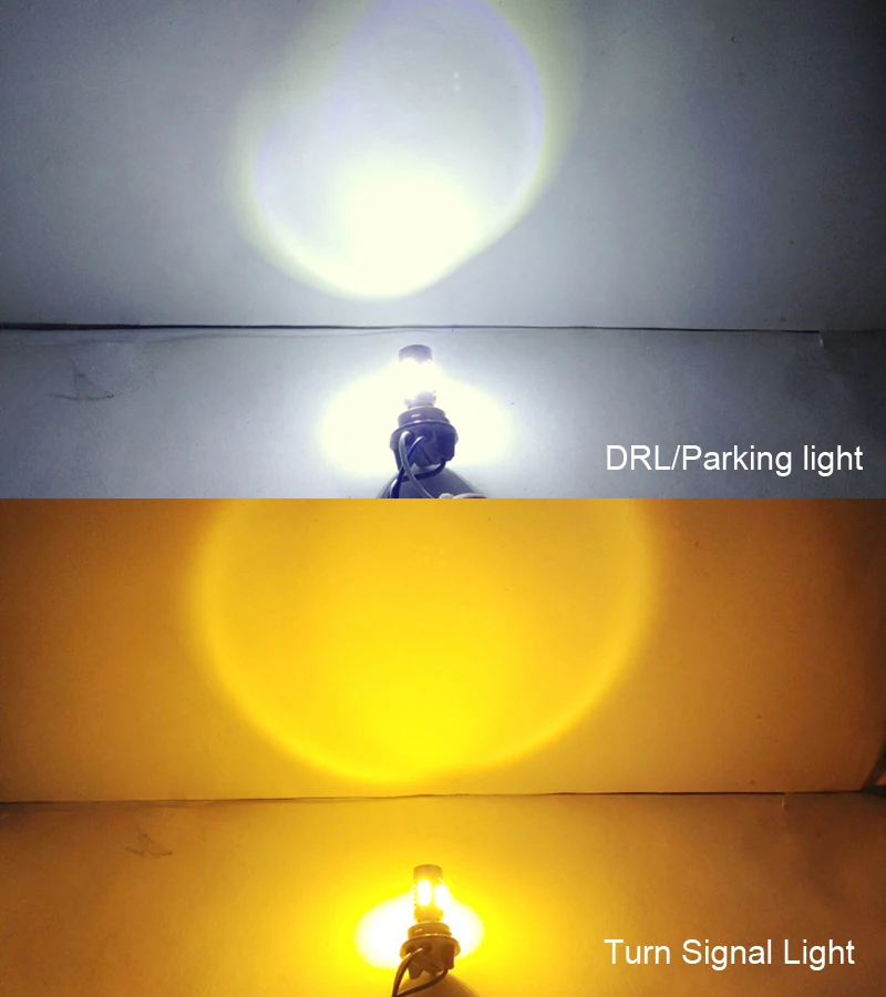 Geerge Ultra Bright 1157 BAY15D Dual Color Switchback LED DRL ที่จอดรถด้านหน้าไฟเลี้ยวหลอดไฟ