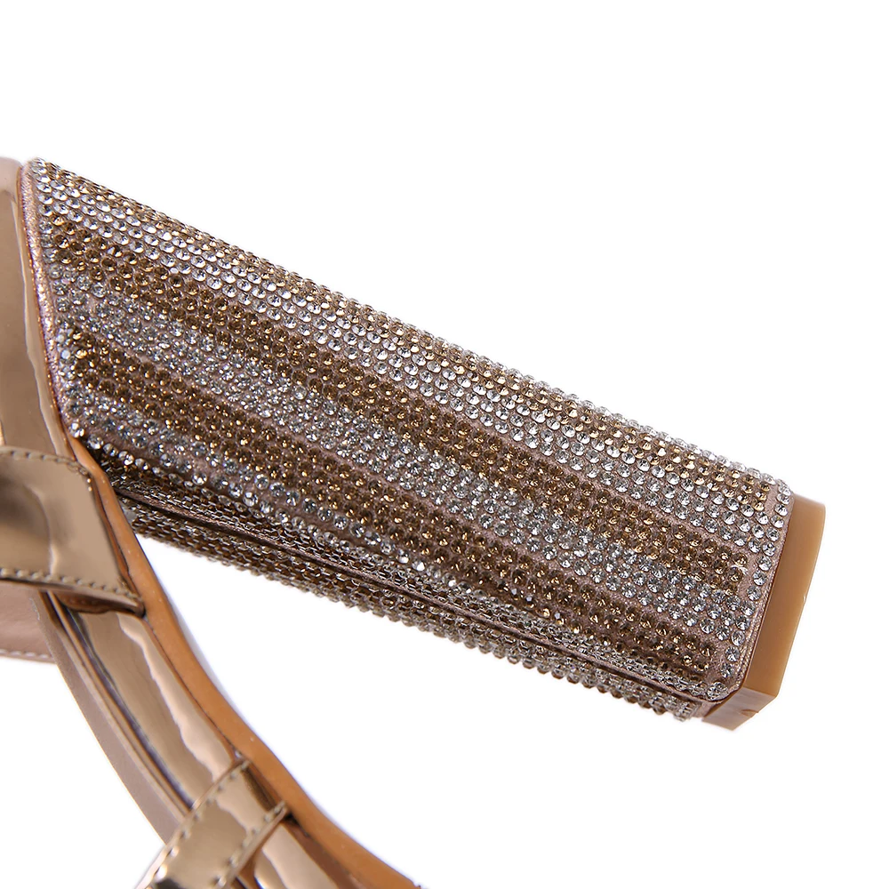 Summer New Crystal High Heels Platform Sandals Women Nightclub Party Ankle Buckle Strap Wedding Champagne Shoes Women Pumps