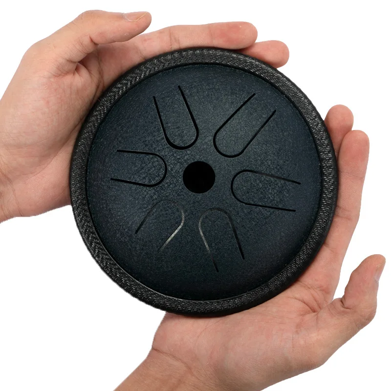 HluruC Musical Instrument 6 notes tone 5.5 inch Pocket Hollow Empty Ethereal Steel tongue drum Travel Knock Professional Handpan