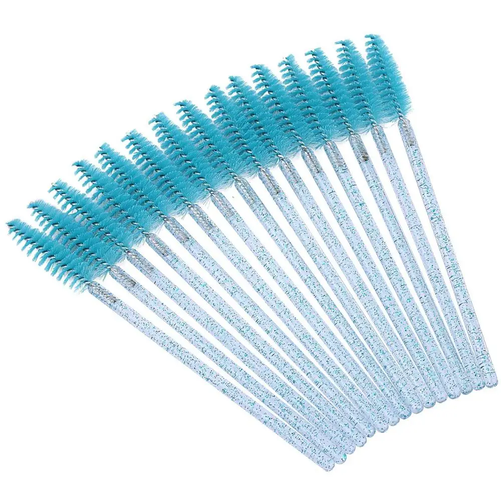 Brosse à cils en cristal jetable, 200 pièces, greffage, peigne à friser, baguettes de Mascara, pinceaux de maquillage de beauté bleus