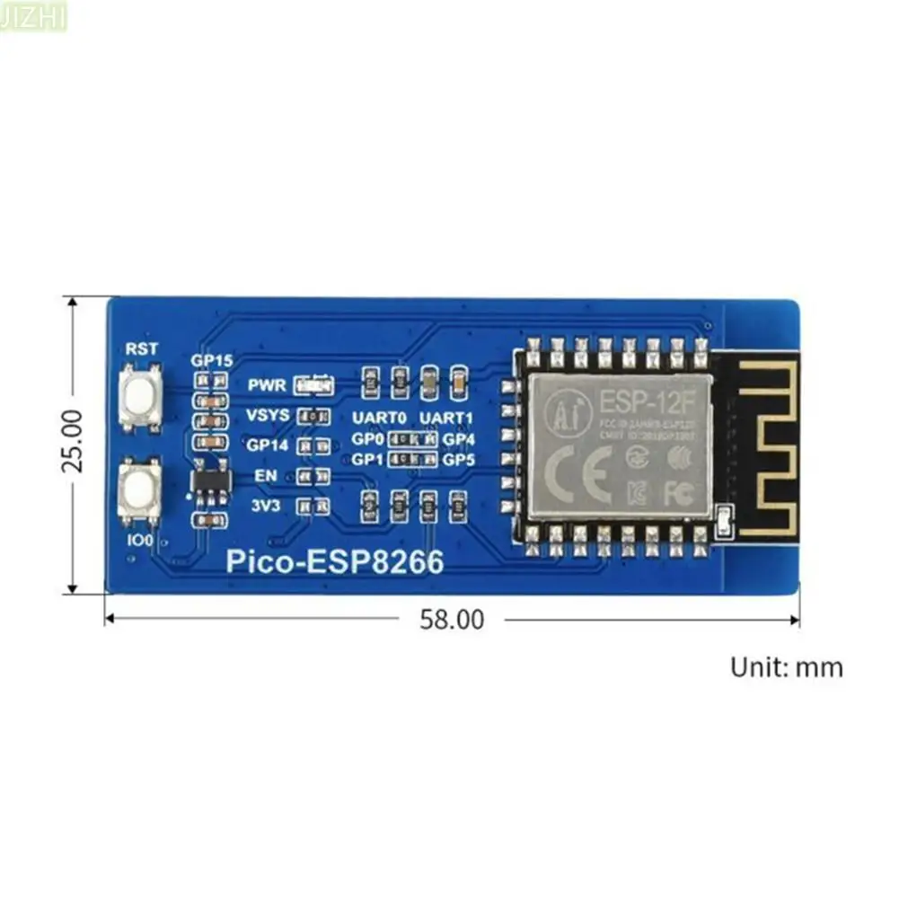 UART Communication 2400 ~ 2483.5 MHz ESP8266 WiFi Module Expansion Board TCP/UDP Protocol Supported For Raspberry Pi Pico