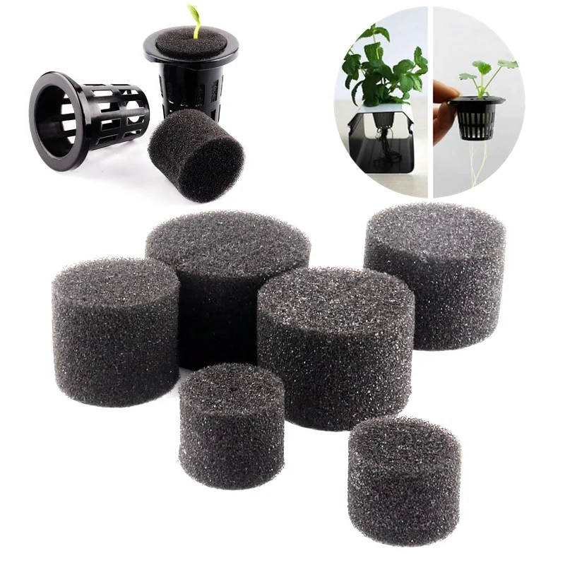 

50pcs Black Hydroponic Baskets Sponge Garden Vegetable Soilless Planting Sponge Nursery Pots Foam Plants Root Fixed Sponge