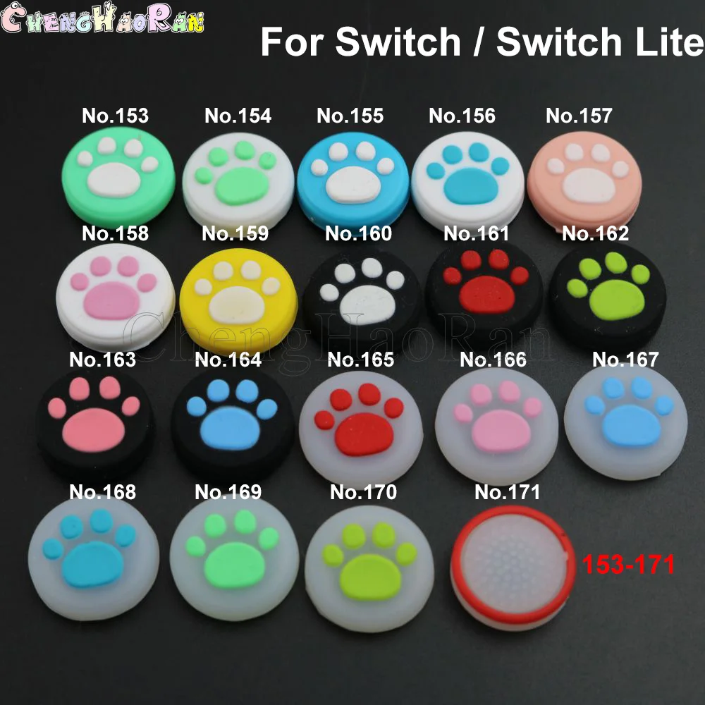 153-171 2pcs Cat Paw Silicone Thumb Stick Grip Cap Analog Joystick NS Joy-con Controller Cover for Nintendo Switch /Lite /OLED