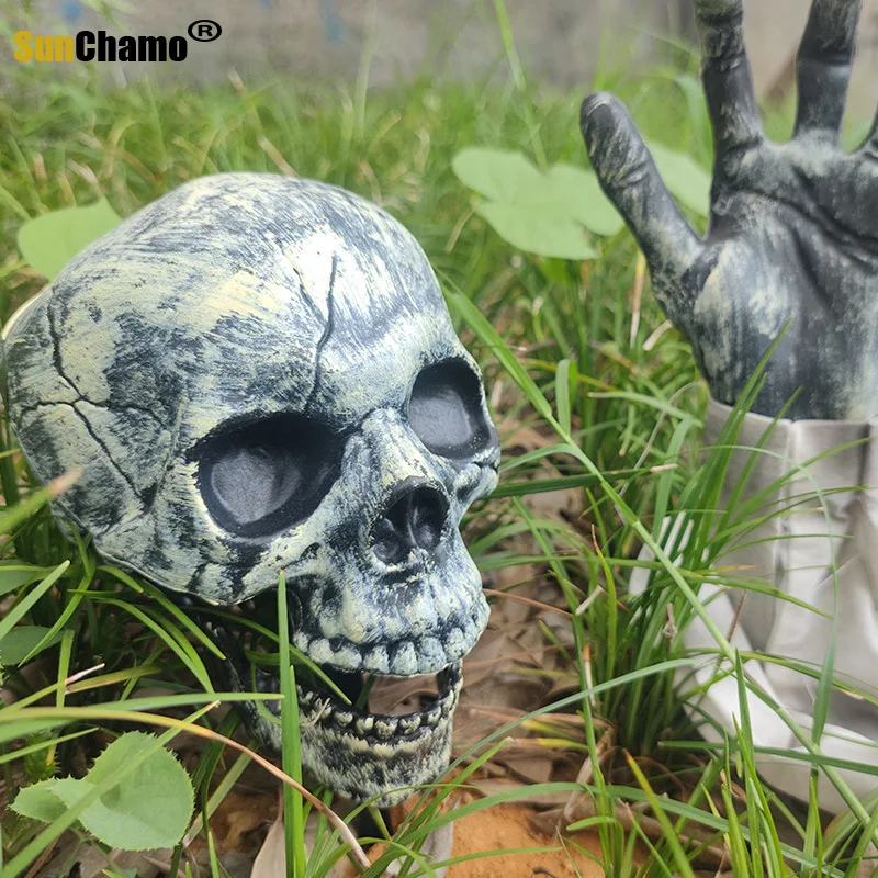 Halloween Horror Skeleton Ground Inserted Ghost Grass Decoration Horror Scene Layout Atmosphere Props Skeleton Three Piece Set