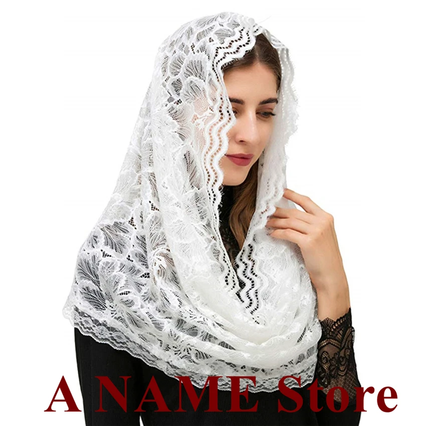 Black Ivory Round Women Lace Mantilla Catholic Vintage Veils for Church Headcovering Wrap Velos Novia Negra Voile Mantille 11705