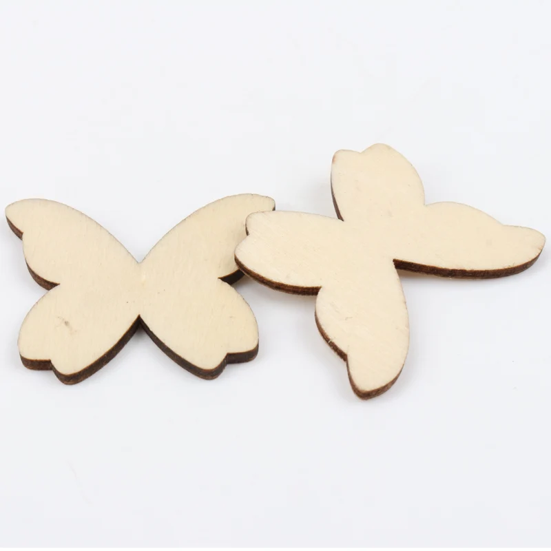 Wooden Butterfly Pattern Scrapbooking Art Collection Craft For Handmade Accessory Sewing Home 10/15/20/30/40mm 50pcs