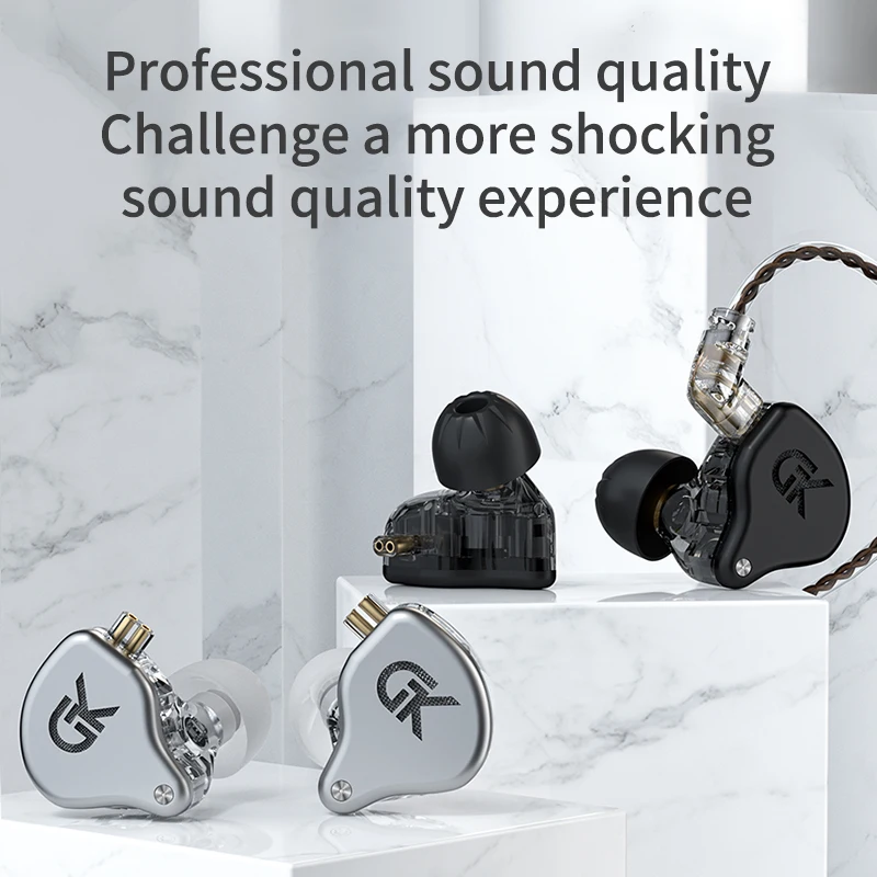 GK GS10 이어폰 하이브리드 기술 4BA + 1DD 10-Unit In-Ear Bass HIFI 모니터 스포츠 유선 헤드폰 (마이크 헤드폰 포함)