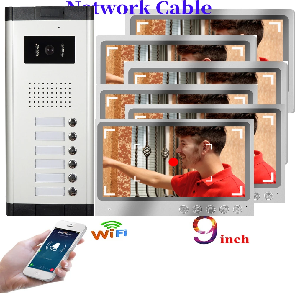 App Remote Unlock Video Intercom 9-Zoll-Monitor Netzwerk Kabel anschluss WiFi Video Tür Telefon Türklingel Visual Intercom Record System