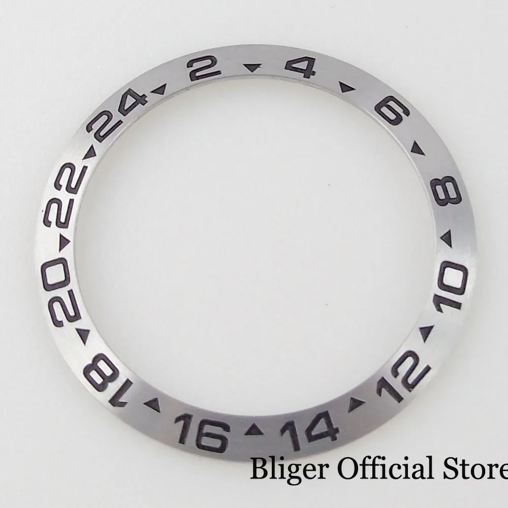 

Стальной серый наклон 38 мм * 30,6 мм сплав ободок для часов вставка кольца подходит для подсветки