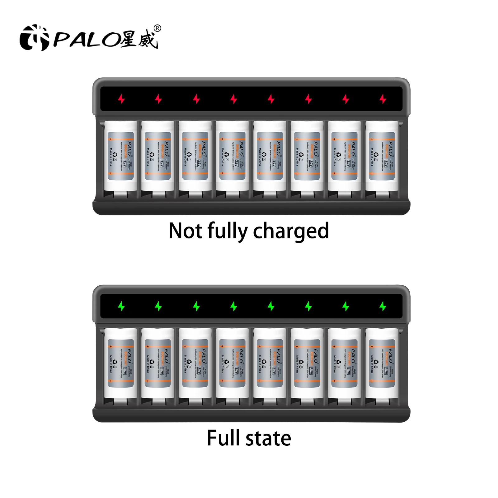 PALO 16350 CR123 Battery Charger 8 Slots Charger For 3.7V 16340 16350 CR123 CR123A Rechargeable Batteries 100% Original