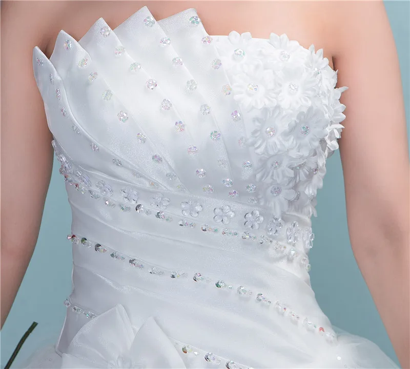 Customized New Luxury Beading Brush Train Lace Up Wedding Dress Sexy Strapless Applique Plus Size Bridal Gown Vestido De Noiva