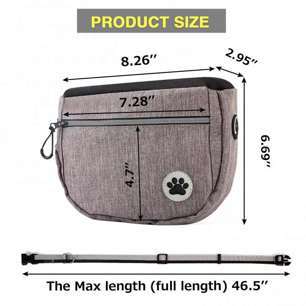 Dog Treat Pouch Oxford Cloth Pet Training Bag with Adjustable Waist Belt Dog Bowl Training Clicker Outdoor Dog Training Set