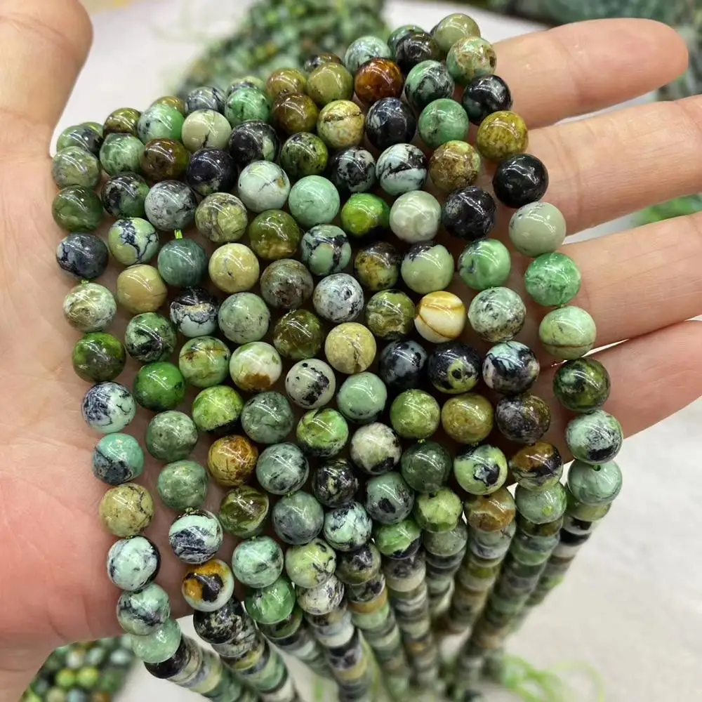 

6/8/10mm Genuine Natural Variscite Stone Beads For Jewelry Making Round Loose America Green Variscite Stone Bead DIY Strand 15''