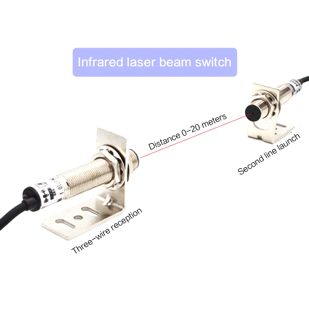 1PC E3F-20L/20C1 NPN Laser Beam Photoelectric 20 Meters Infrared Sensor Switch