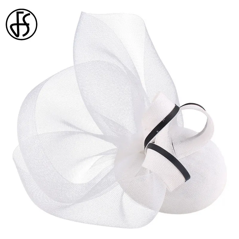 FS White Pillbox Hat Formal Cocktail Party Fascinator Hats For Women Wedding Dress Church Tea Derby Fedoras