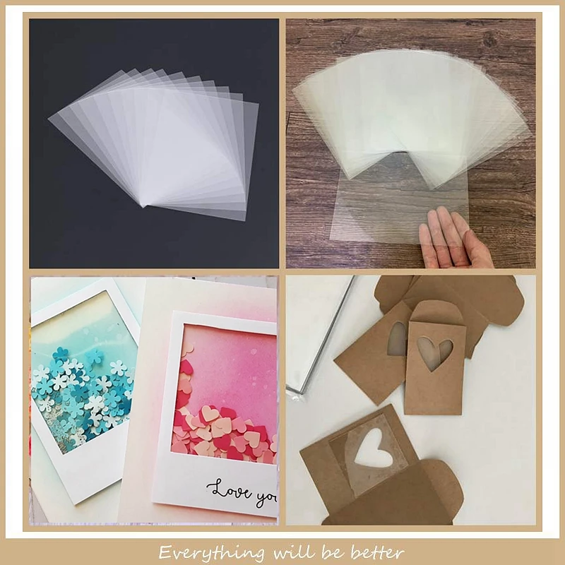 

50Pcs 4.3X6.3Inch Clear Plastic Window Sheets for Shaker Cards Making Photo Album Combined Double-Sided Adhesive Foam Strips Diy