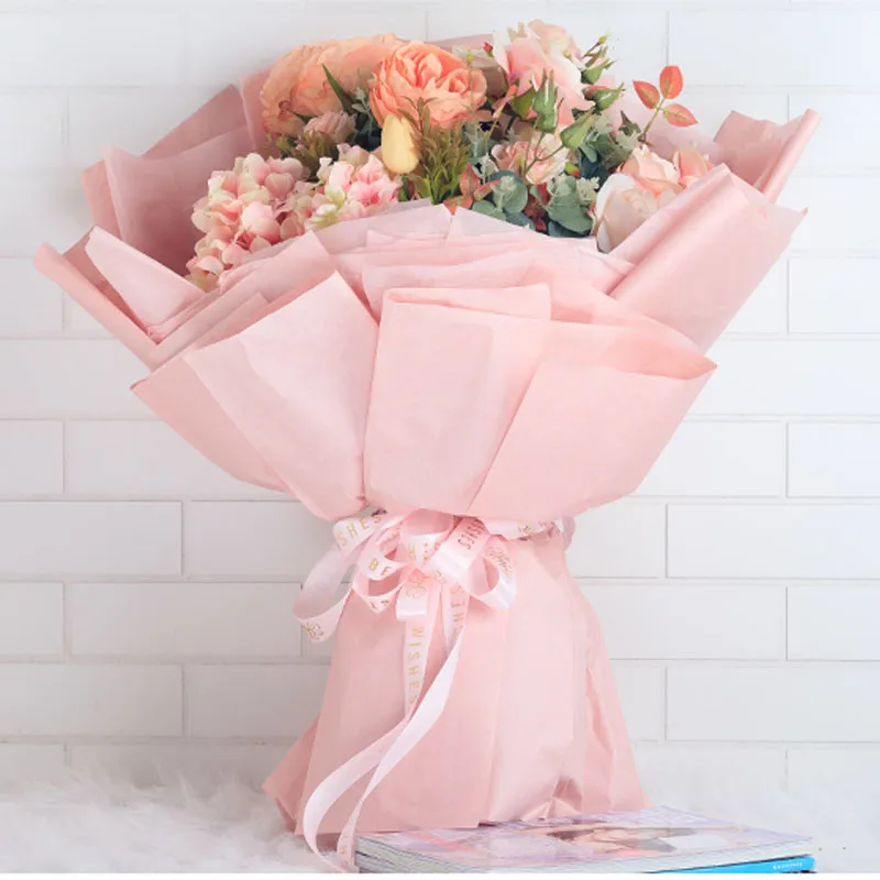 Waterproof Korean Flower Wrapping Tissue Paper Roll DIY Solid Color Florist Packing Kraft Paper Christmas Wedding Deco 50cm*15y