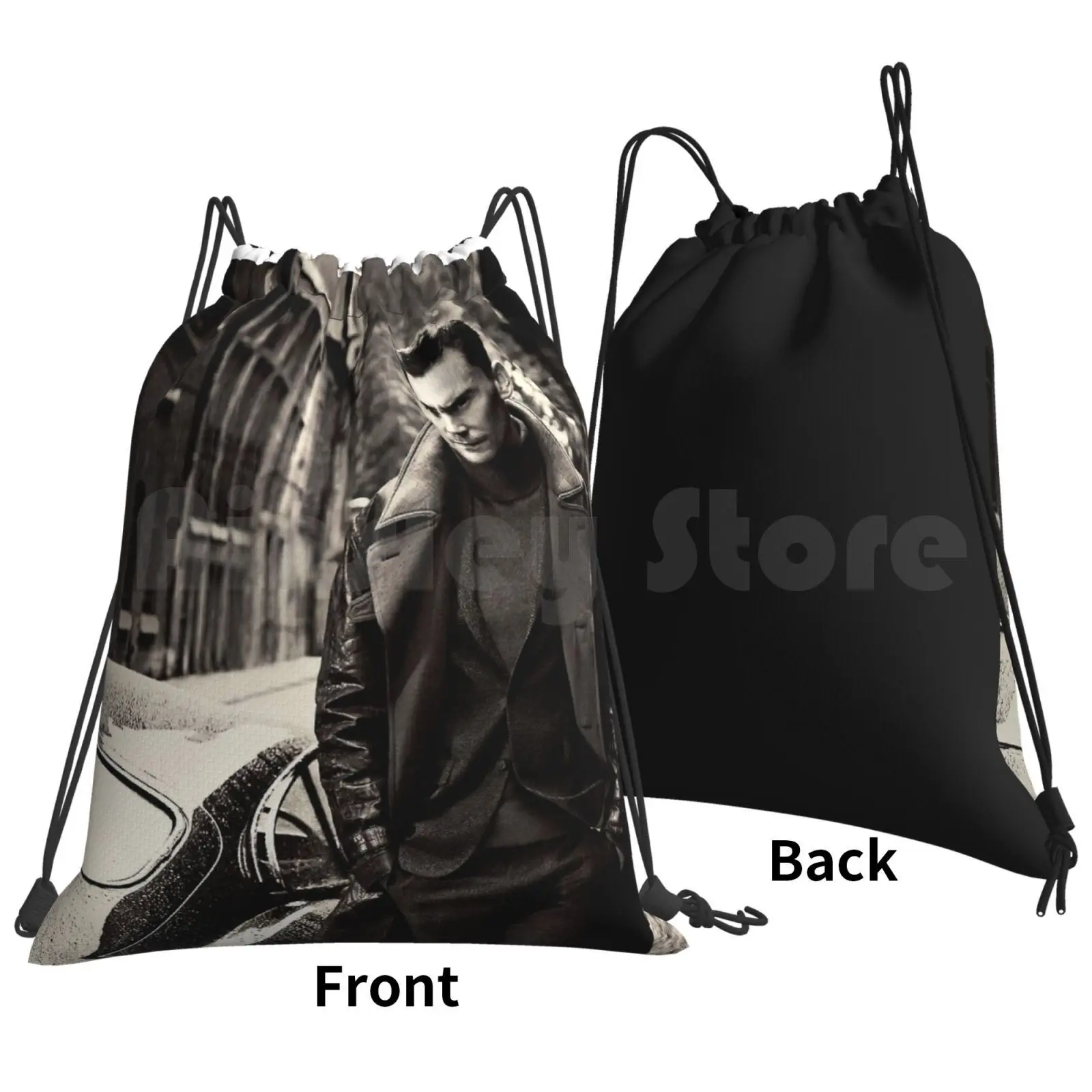 Tom Hiddleston Backpack Drawstring Bag Riding Climbing Gym Bag Tom Hiddleston Actor Sexy Men Black And White British