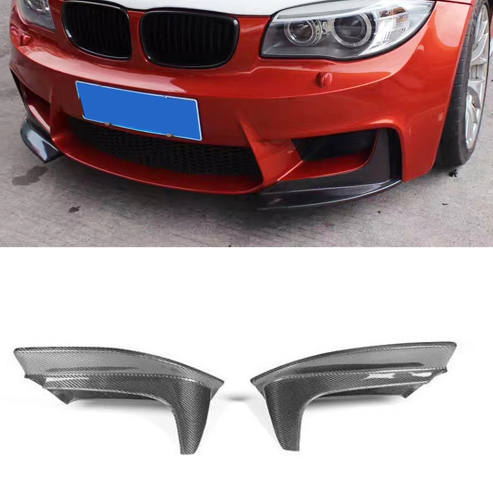 

For BMW 1 Series E82 1M E88 1M Coupe 2 Door 2011-2013 Front Bumper Side Splitter Cover Carbon Fiber Spoiler Corner Lip Protector