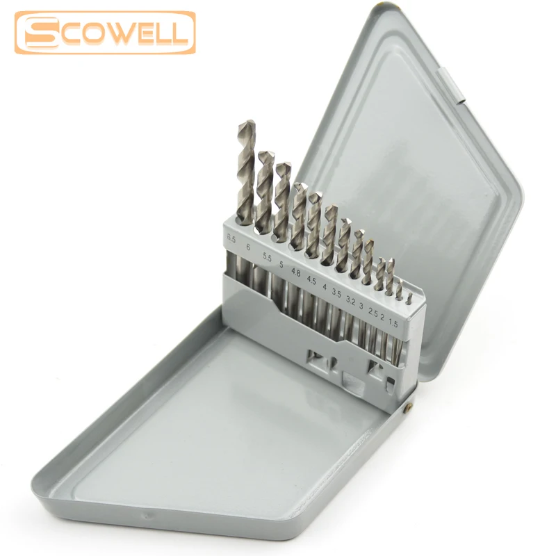 SCOWELL13pcs 19pcs 25pcs Jobber 드릴링 비트 HSS 트위스트 드릴 비트 금속 M35 코발트 드릴 비트 스테인레스 스틸 세트