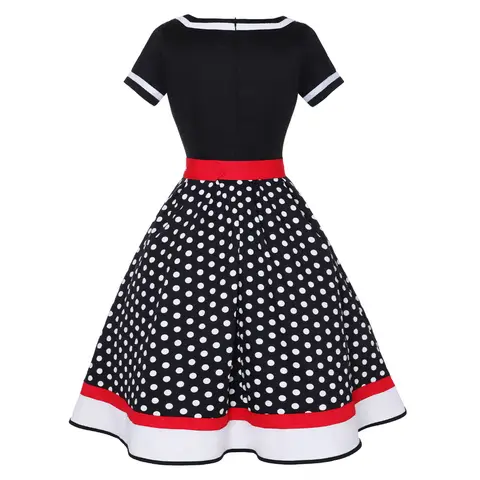 2025 Prickig Vintage Klänning Bälte Rockabilly 4XL Morgonrock Dam V-ringad A-fodrad Swing Hepburn Pin Up 50-tals Festklänningar 6 best sales pinup-klänning - №6