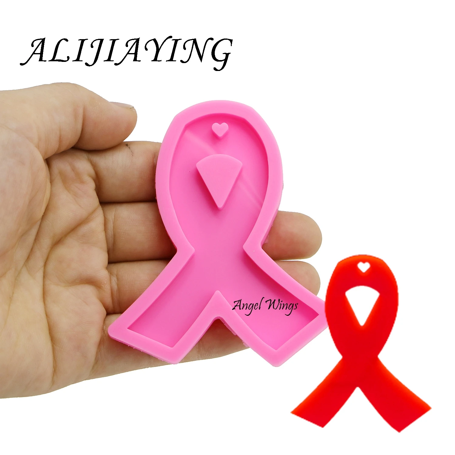 DIY Shining Cancer ribbon silicone mold Ribbon keychain mould Liquid silicone mold DIY resin molds for jewelry DY0107