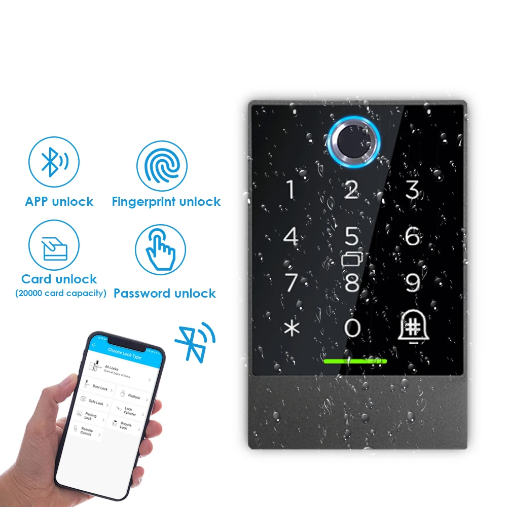 K2 / K2F Access Control RFID Card Reader 13.56Mhz Fingerprint Keypad Door Lock TTLOCK App Bluetooth Smart Lock IP68 Waterproof