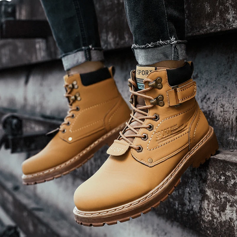 Marke Design männer Stiefel Herbst Comfy Langlebig Sohle High Top Wandern Schuhe Männer Leder Martin Stiefel Knöchel Wanderschuhe für Männliche