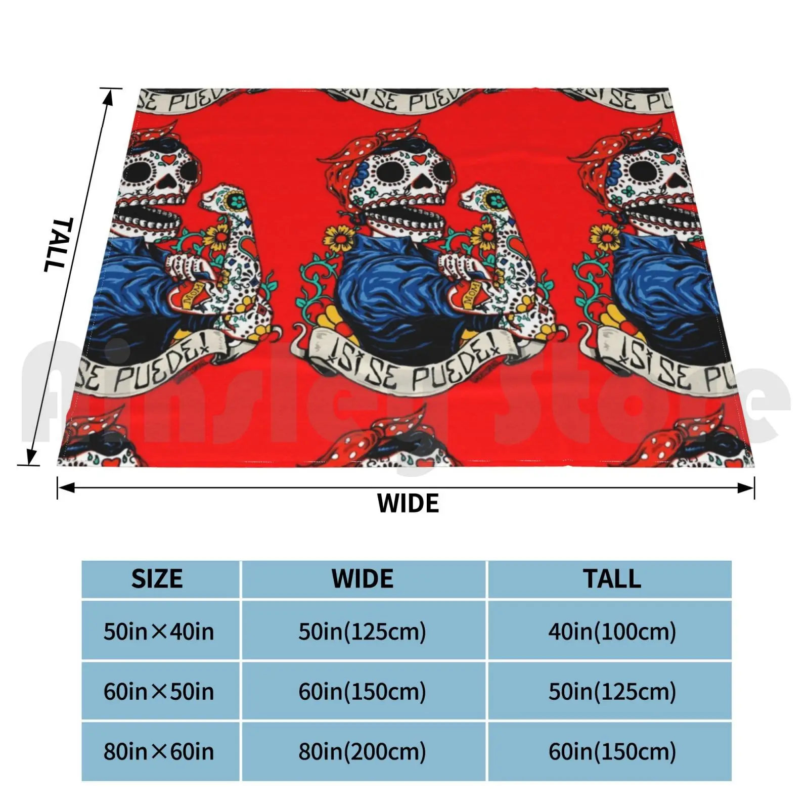 Rosie Skull Blanket For Sofa Bed Travel Rosie The Riveter Skull Skulls Rosie Feminism Feminist Calavera Skull