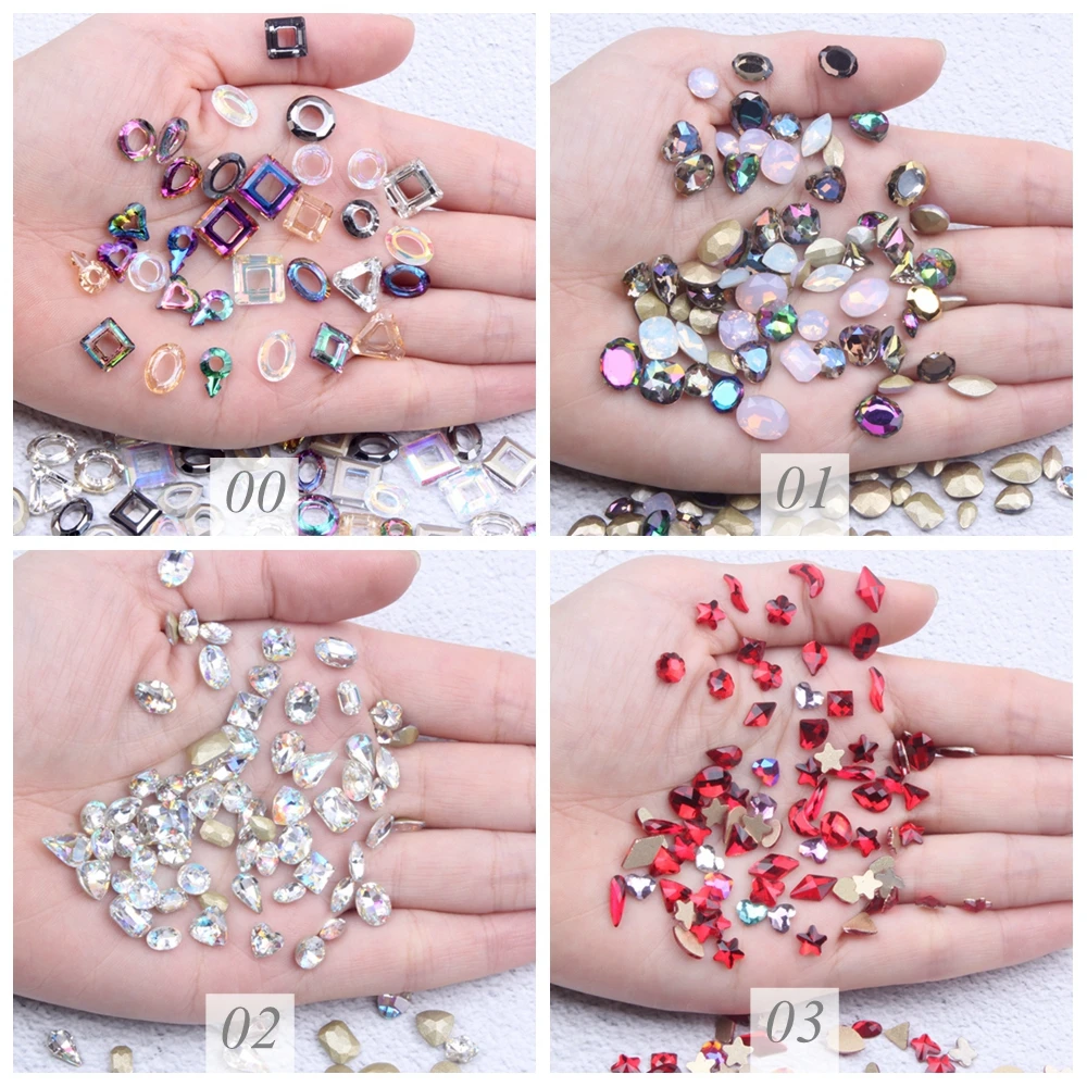 

Nail Rhinestones 50pcs Glass Stone Glue On For Nail Art Decorations Many Colors Nail Stickers DIY Craft Art Stones