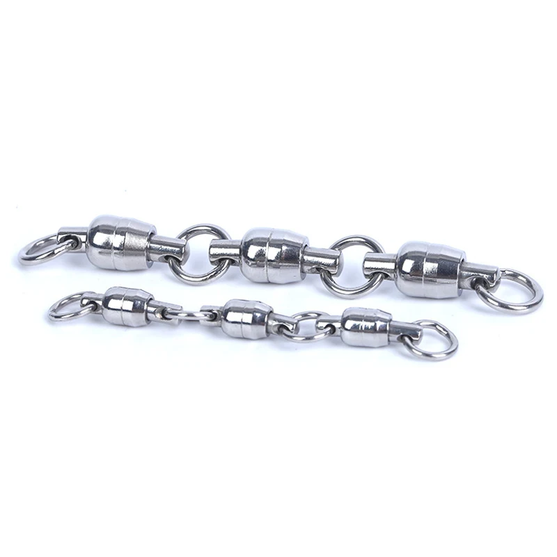 10Pcs Fising Accessories Double Rotating Stainless Steel Triple Bearing Swivels Connector Sea Boat Fishing Goods Tackles Pesca