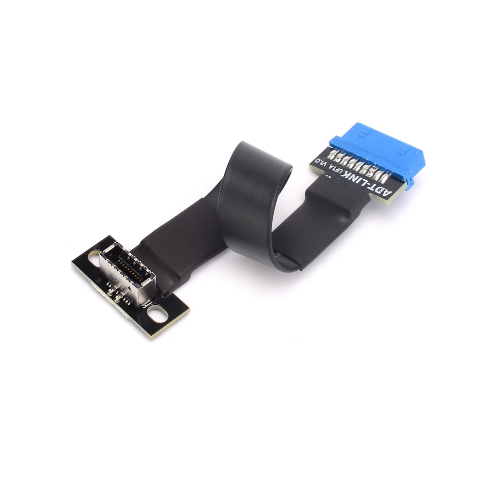 พับ Axial ข้อศอกแบนสายริบบิ้นแบบยืดหยุ่น USB 20Pin Type-E ซ็อกเก็ตภายใน 3.0 19Pin สําหรับ Aerial FPV 5Gbps