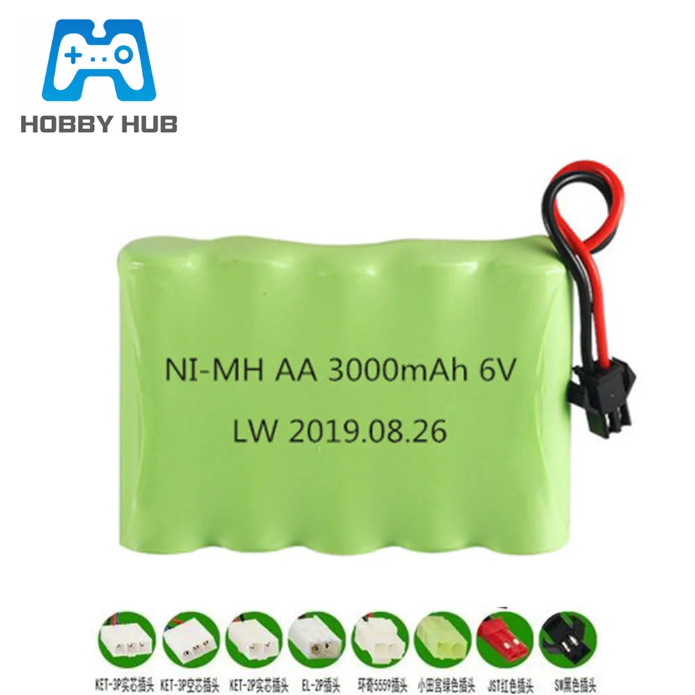 Rc 장난감용 NiMH 배터리, 자동차 탱크 트럭 로봇 총 배터리, Rc 보트용 AA 6v 2400mah 배터리 팩, 6v 3000mAh