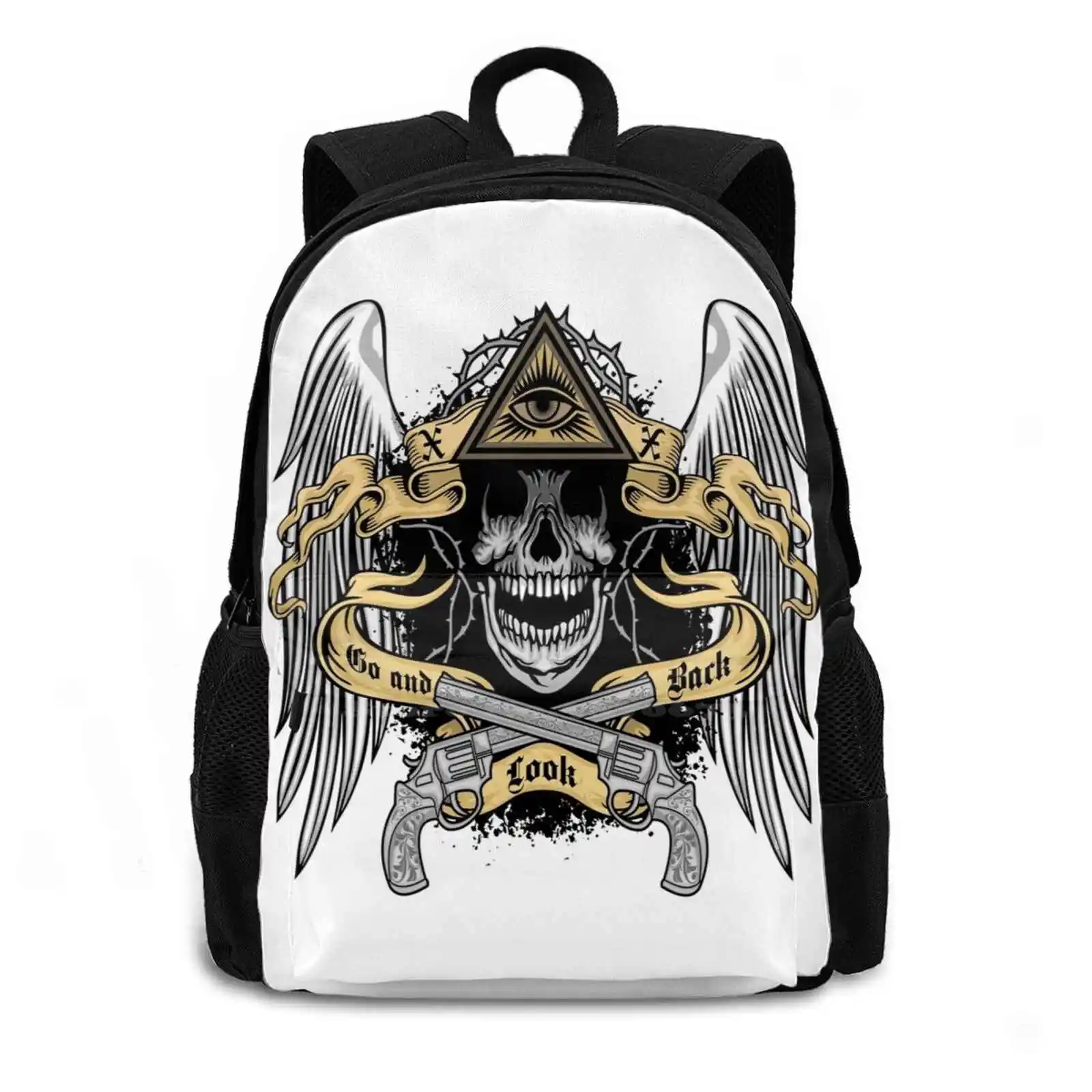 Egyptian Skull Gangster Angel Large Capacity School Backpack Laptop Travel Bags Angel Skulls Pyramid Death Skeleton Egypt Dead