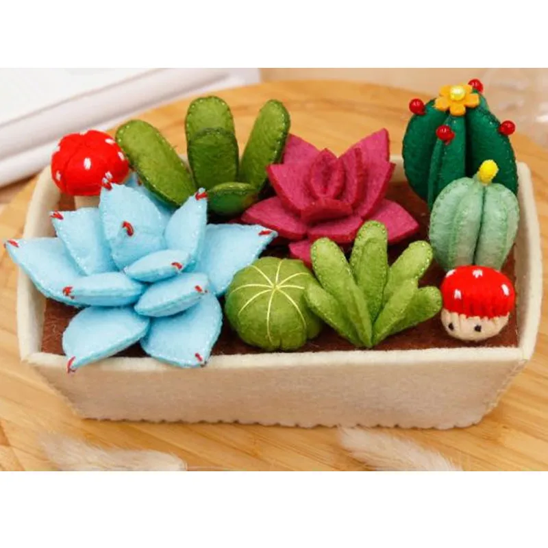 Felt Diy Craft Free Cutting Felting Kit Cute Succulent Plants Set Wool Felt Non-woven Cloth Craft DIY Sewing Set Felt Handwork