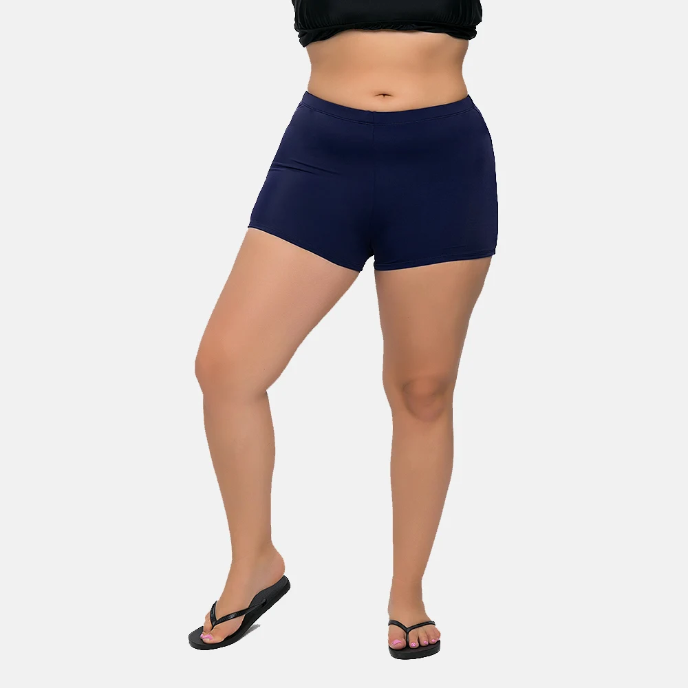 Charmo Swim Shorts for Women Plus Size Boyleg Tankini Shorts High Waist Bathing Shorts Navy Blue