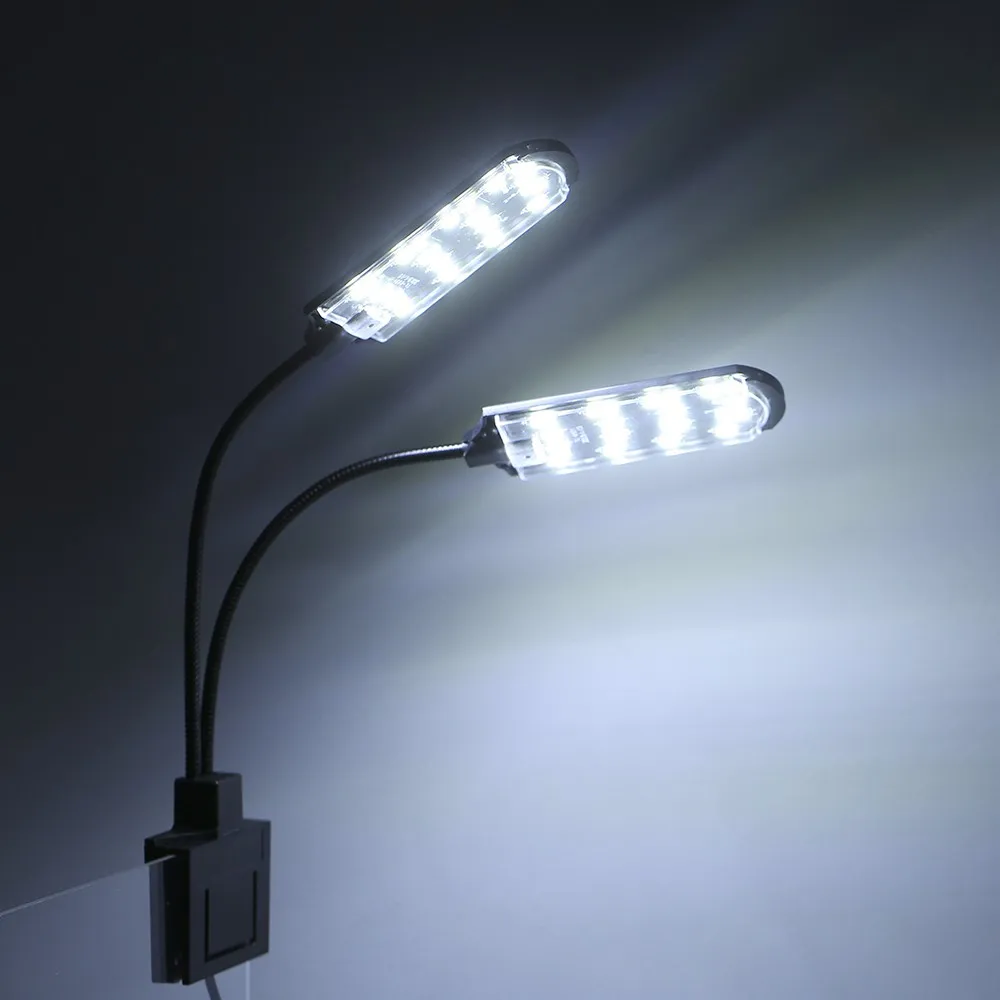 AC220V 15W 36 LED Kép Cấp Bể Cá Cá Bình Đèn Linh Hoạt Có Thể Uốn Gập Góc Chiếu Sáng Trắng Di Động