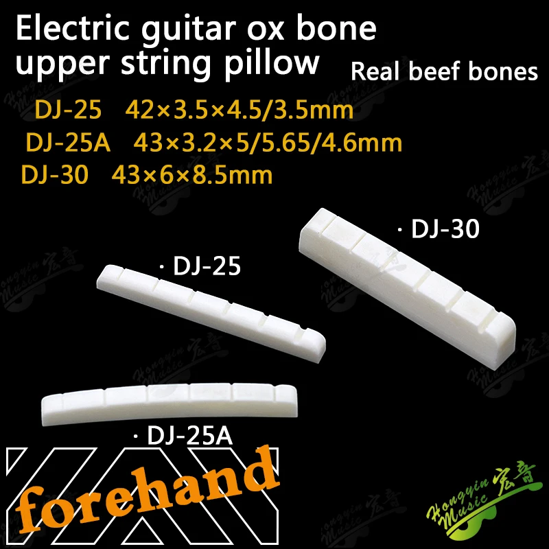 Real Slotted Bone Nut For Electric guitar upper string pillow guitar pillow string Pillow guitar bridge （Bottom Flat42/43*3.4*6）