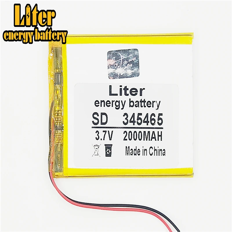 

3.7V 2000mAh 345465 Lithium Polymer LiPo Rechargeable Battery cells For PAD GPS PSP Vedio