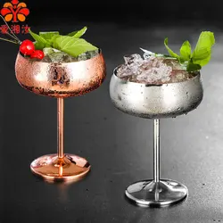 Aixiangru Wide Mouth Wine Glass Stainless Steel Cocktail Glasses Creative Metal Champagne Saucer Glass Bar Accessories Cup 450ml