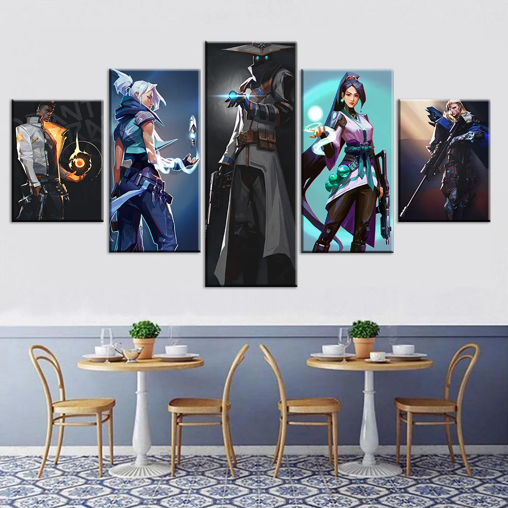 

No Framed Canvas 5 Pcs Jett Sage Cypher Phoenix Game Wall Art Posters Picture Painting Home Decor for Living Room Decoration