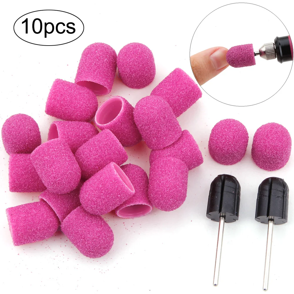 10Pcs di Levigatura Tappi di Gomma Mandrino Unghie Artistiche Punta Del Trapano Cutter Fasce di Smeriglitatura Manicure File di Pedicure Trivello Elettrico Del Chiodo per La Cura Del Piede