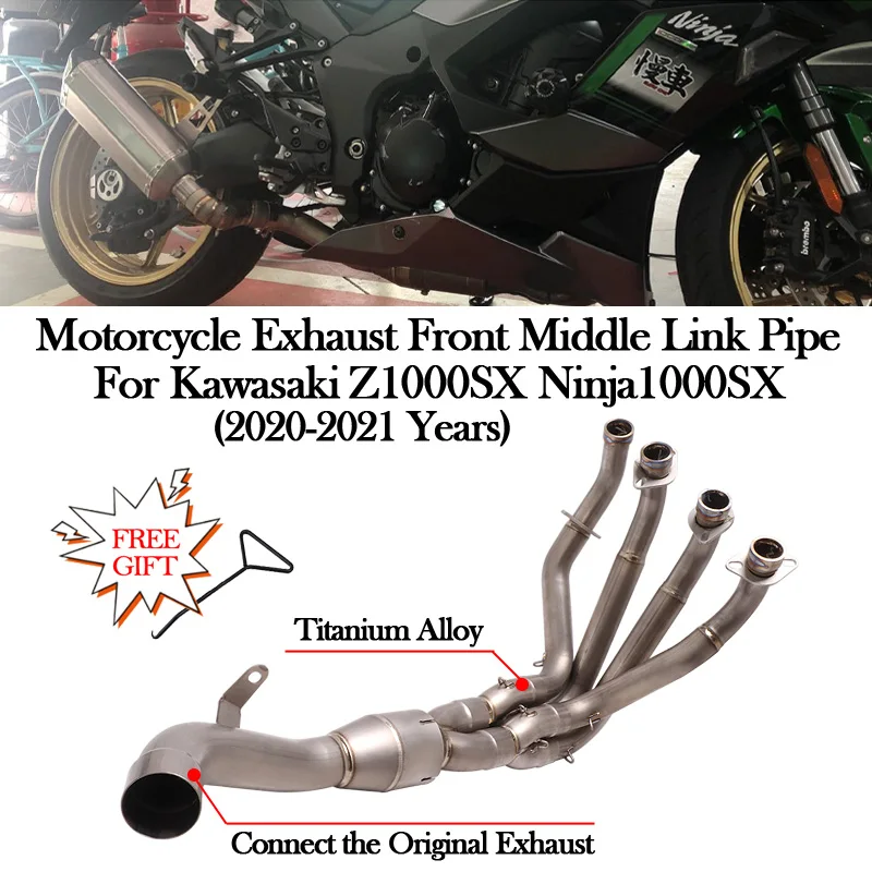 

Titanium Alloy For KAWASAKI Z1000SX Ninja1000SX Z1000 SX 2020 2021 Motorcycle Exhaust Systems Front Middle Link Pipe Escape Moto