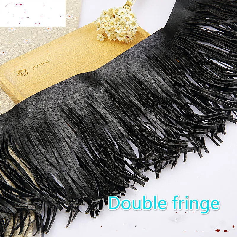 

15CM Black Suede Leather tassel lace skirt garment bag handmade DIY hem accessories Half a yard -1 yards